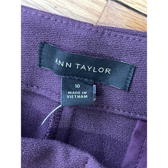 ANN TAYLOR Wide Leg Crop Pants Size 10 Burgundy NEW High Rise Trousers Career - Picture 6 of 11